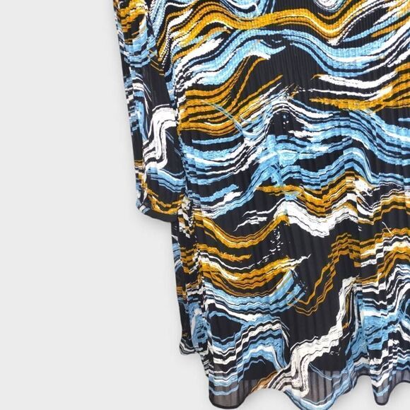 Nine West Womens Dress Sz 14 Pleated‎ Mod 70s Trend Style Chiffon Swirl Black - Picture 6 of 12